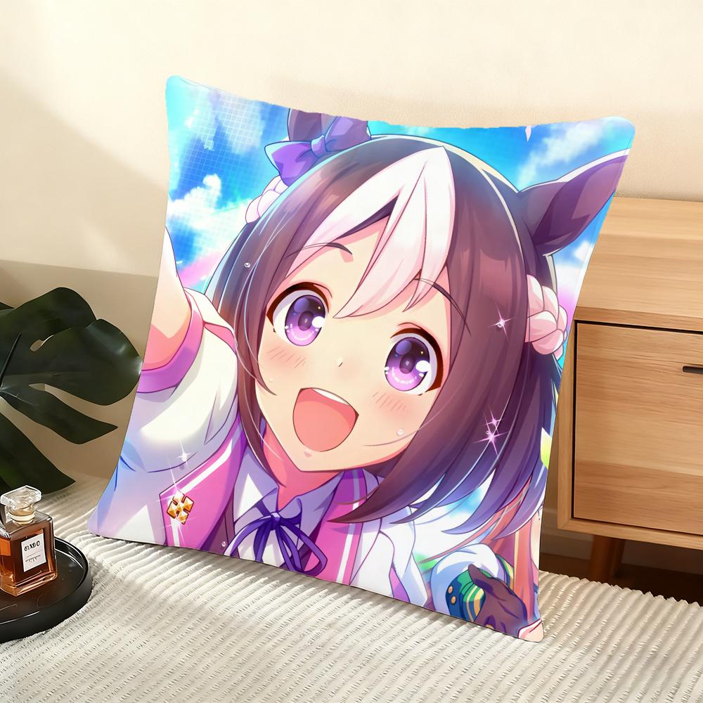 U-Umamusume Cushion Cover Soft Short Plush Pillow Cover Smooth Cozy Texture Aesthetic Cushion Case Home Decor