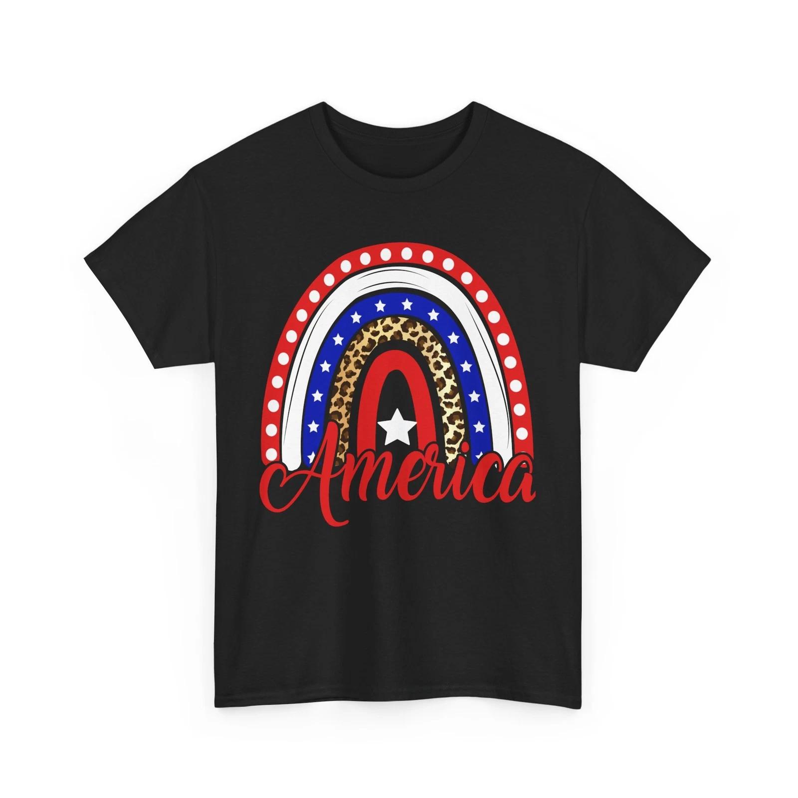 4th of July Shirt, America Rainbow USA Flag Shirt, 4th of July Celebration Shirt S