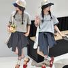 Girls' short sleeved skirt and pants set for summer 2026, new children's Korean style outfit, stylish little girls' summer two-piece set