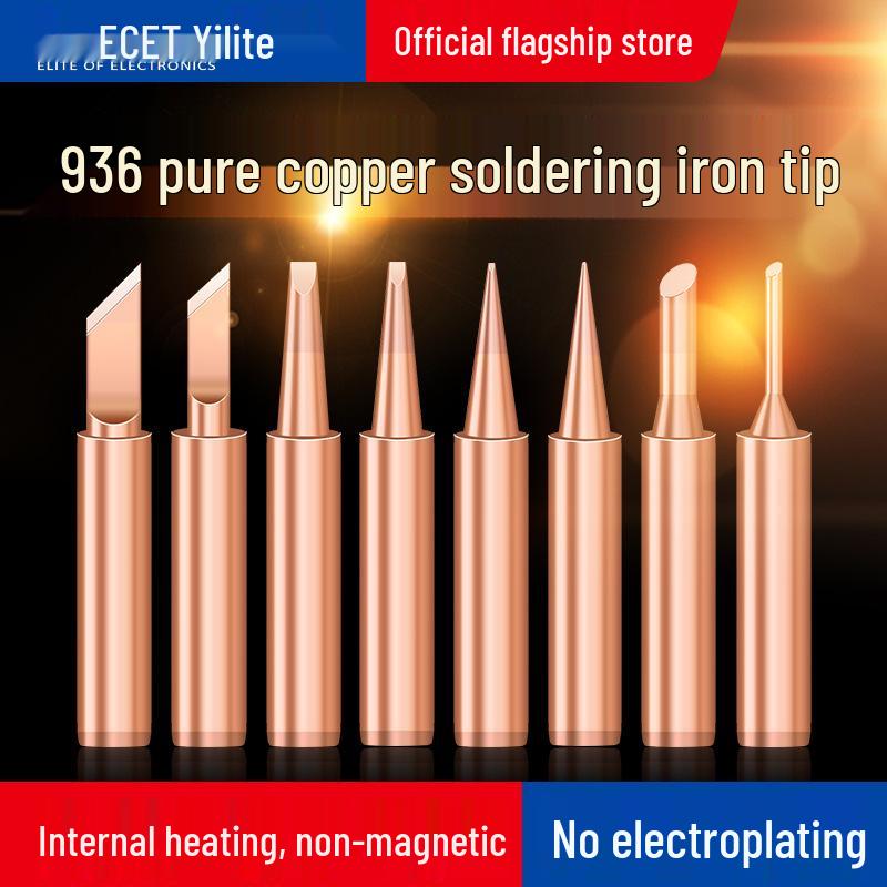 Nichtmagnetisches Reines Kupfer-Lötkolbenspitzen-Set für 936 Lötstation - Ideal zum Schweißen von Lautsprechern