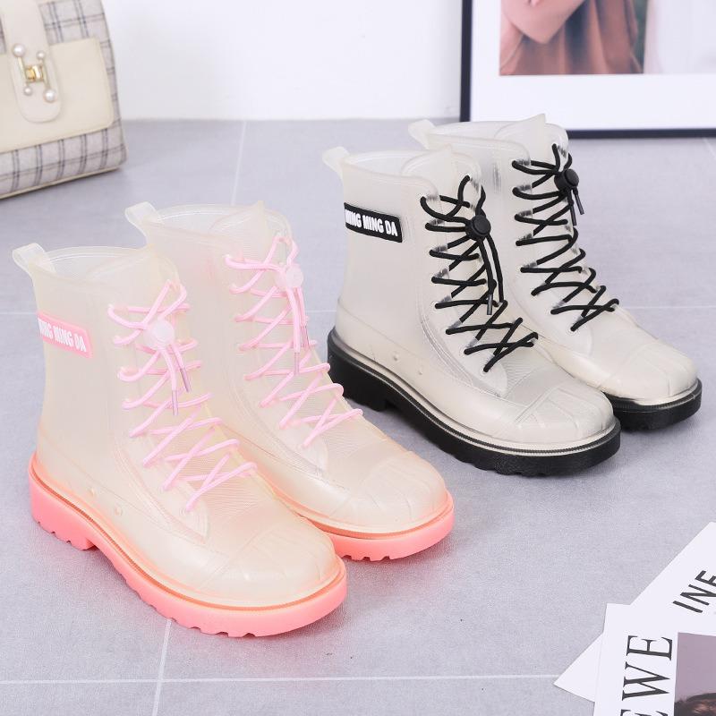 New women's jelly rain shoes, four-season fashion rain boots, non-slip and waterproof rubber shoes, and versatile medium tube water boots