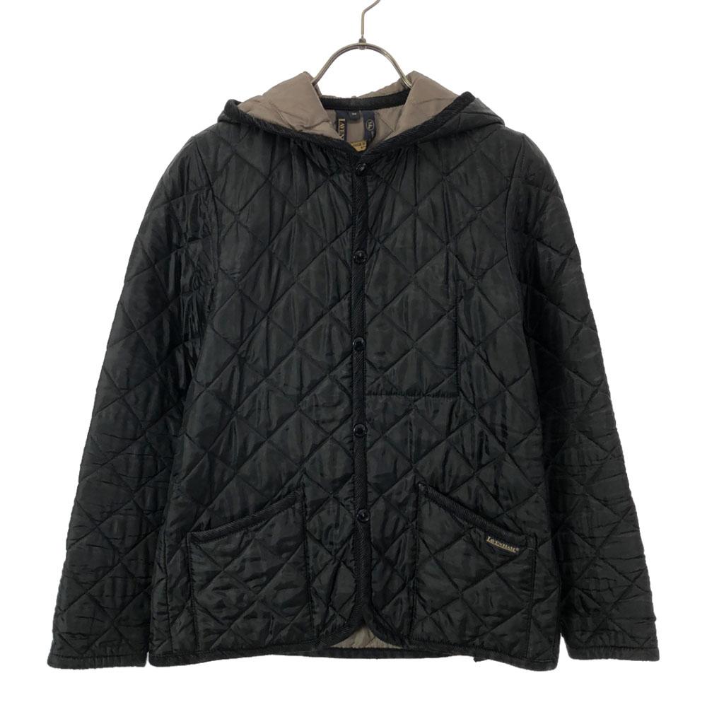 LAVENHAM Made In England Quilted Jacket 38 Black Cotton Filling Women Used