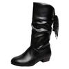 Fashion Black Pointed Toe Mid Calf Shoes Woman Comfortable and Elegant Fashion 2025 Cosplay Boot Work On Offer Half High Boots for Women