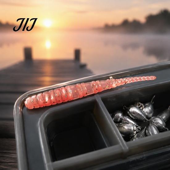 Tear Resistant Soft Baits 50Pcs Bionic Worm Bait, 40MM/0.37g 50MM/0.45g Artificial Lure with Needle Realistic Swimming Lures Tail, Swim for Freshwater