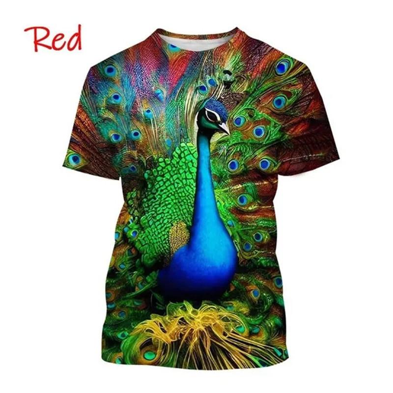 3d Animal Peacock Printed T Shirt Pavo Muticu Maurya Graphic T-shirts For Men Kid Fashion Funny Streetwear Short Sleeves Clothes