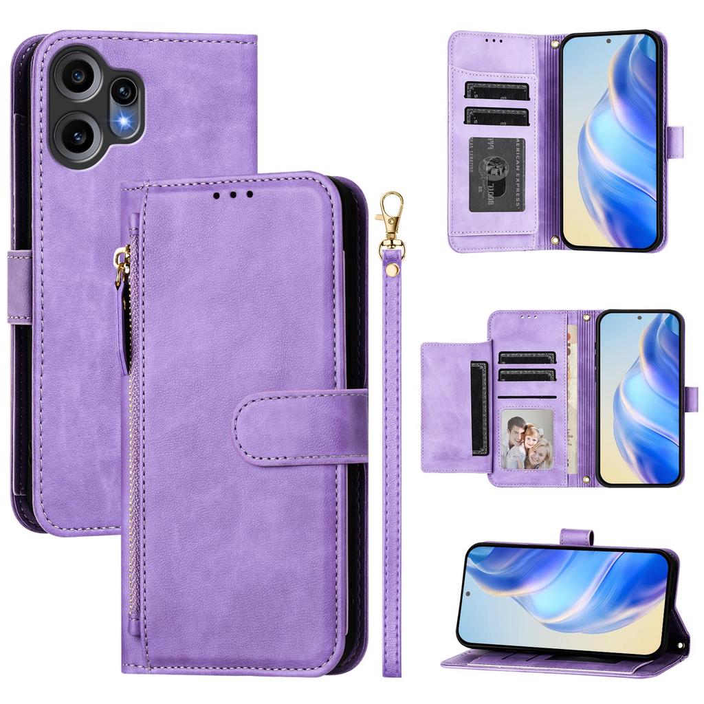 For Nothing CMF Phone 2 Pro Case Zipper Pocket Multiple Card Slots Leather Phone Cover