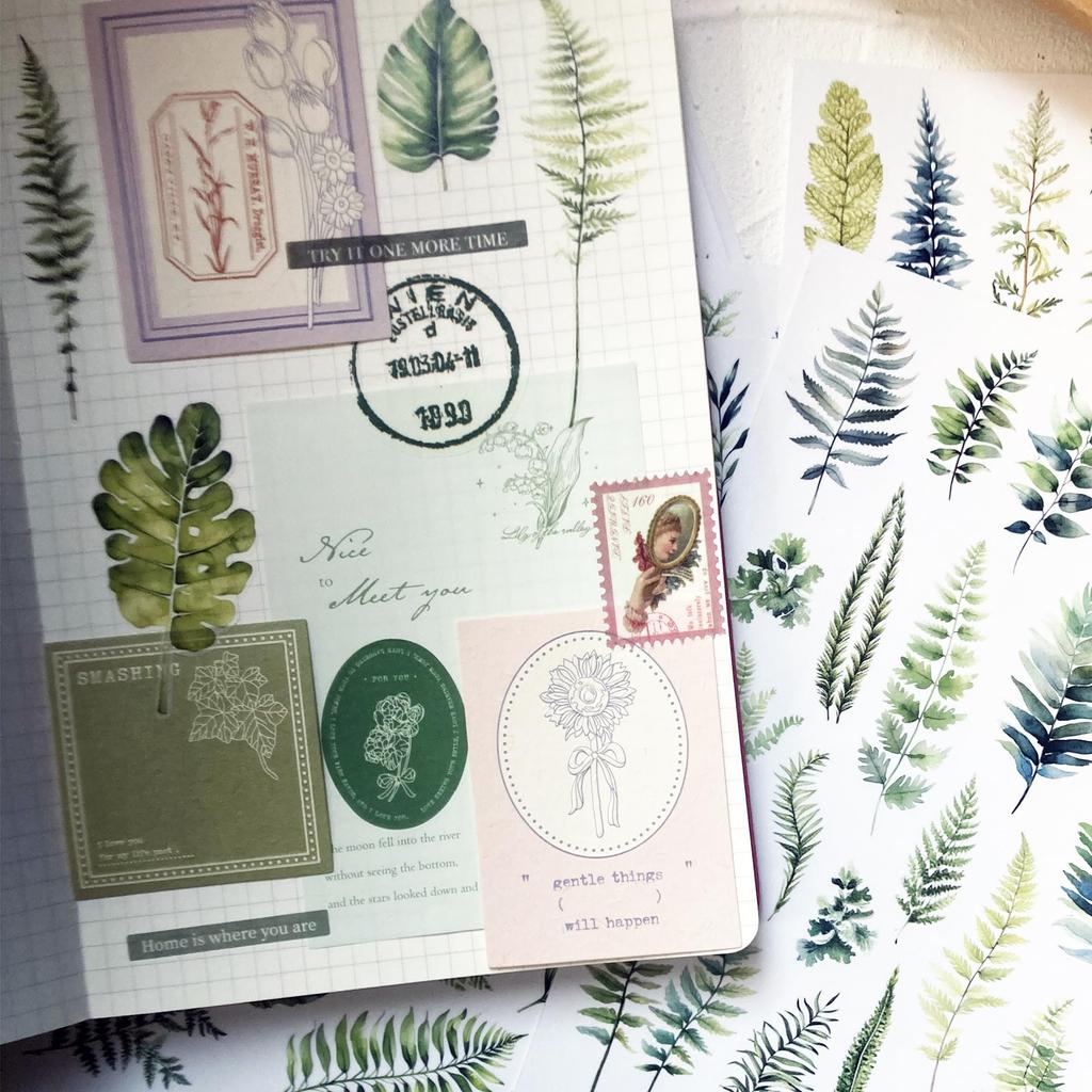 Green Leaf Planner Adhesive Aesthetic Botanical Stickers for Calendar Decorative DIY Arts and Journaling Accessories for Planners and Nature Lovers