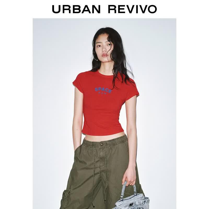 UR2026 Women s Color Block Letter Print Slim T-Shirt XL