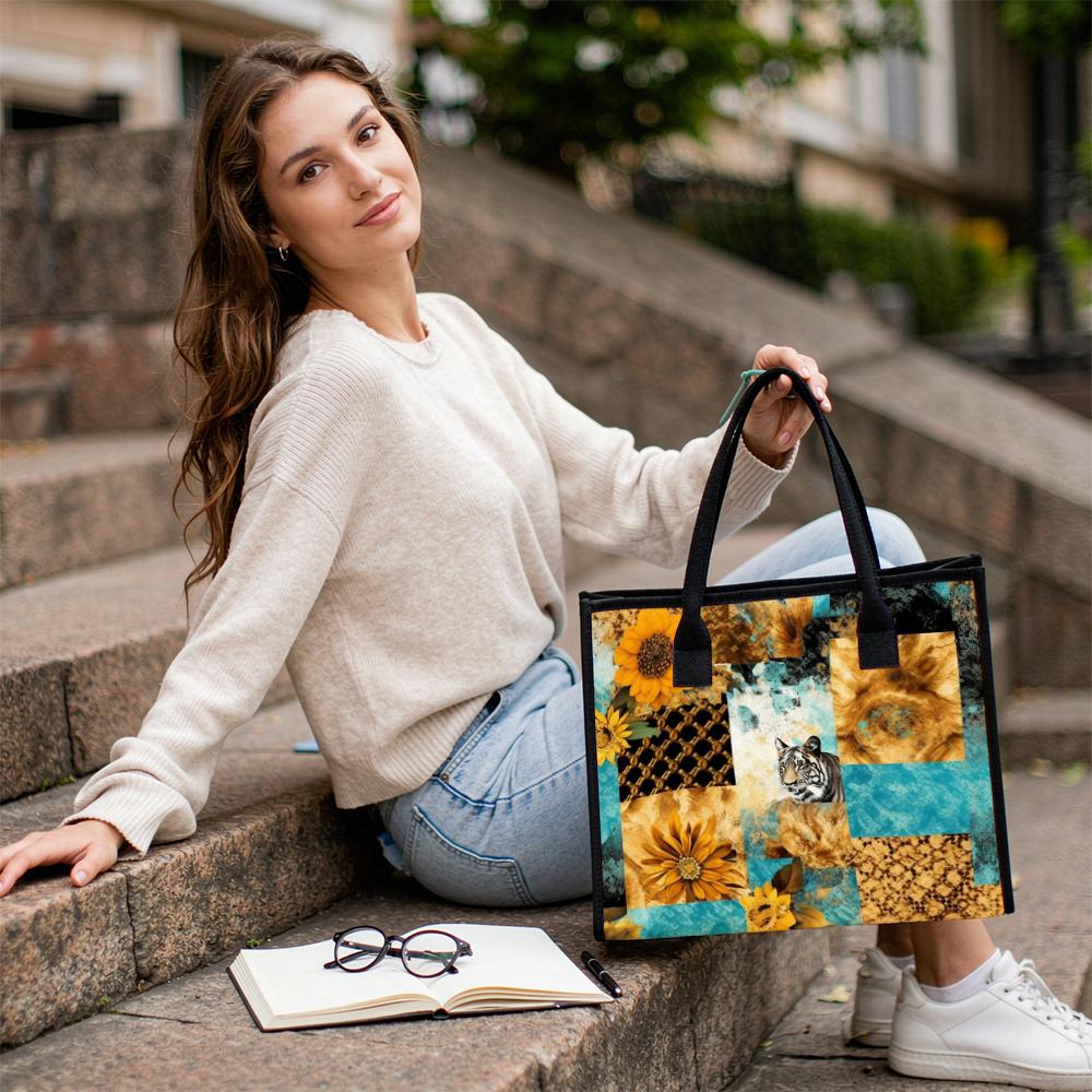 Bohemian Pattern Tote Bag Fashion Casual Large Capacity Shoulder Handbag for Daily Use