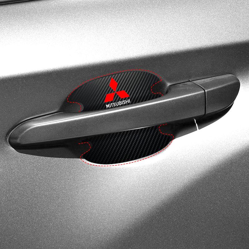 4PCS Car Door Handle Protection Sticker Emblem Car Styling For Mitsubishi Asx Lancer Outlander Pajero Ralliart Accessories