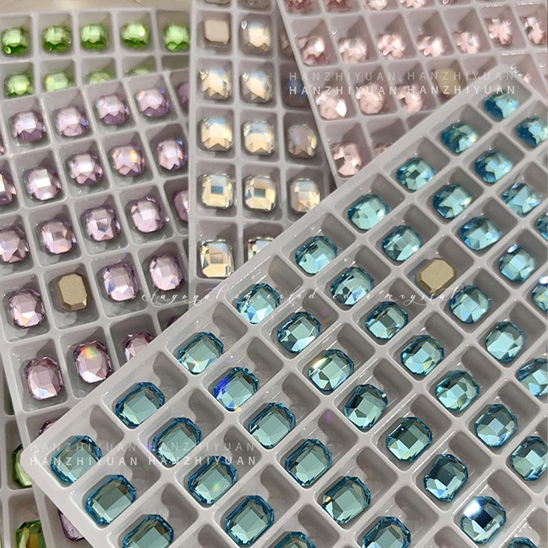 Nail Art Flatback K9 Crystal Glass Rhinestones - 6x8 Rectangle Octagon for DIY Press-On Nail Decorations