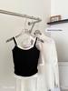 Korean-Style Girlish Camisole Vest with Pleated Inner Layer and Chest Pads