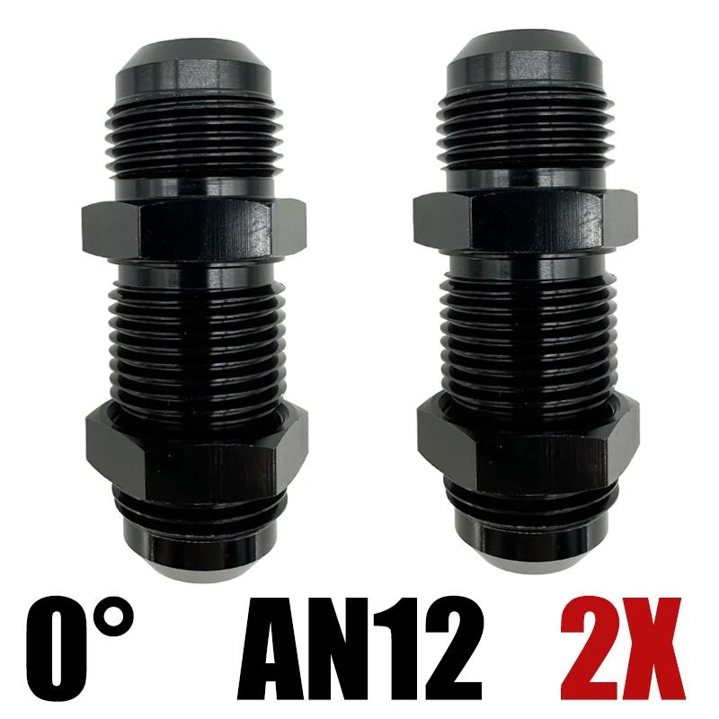 2X AN3 AN4 AN6 AN8 AN10 AN12 0 Degree Flare Bulkhead Fitting Fuel Hose Straight Male To Male Adapter w/Nut For Tab or Wirewall