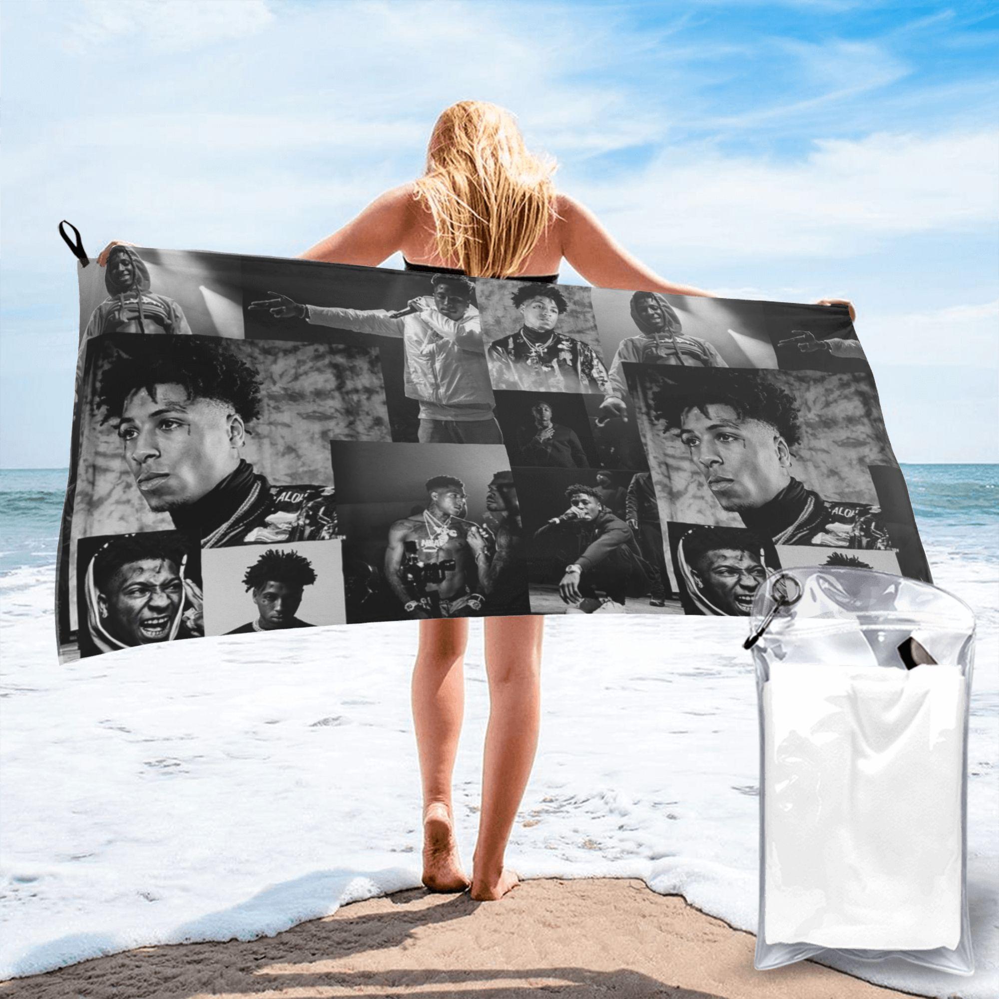 

Youngboy B And W Never Broke Again Collage Beach Towel Soft Microfiber Quick Dry Absorbent Quick Towels For Bath W30*H60(CM)