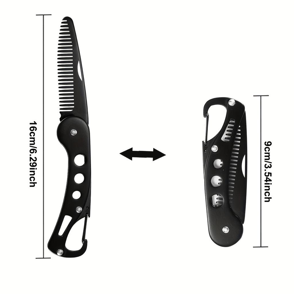 1pc Stainless Steel Folding Comb Men Beard Styling Combs Anti Static Portable Mustache Comb Multifunctional Hairdressing Tools