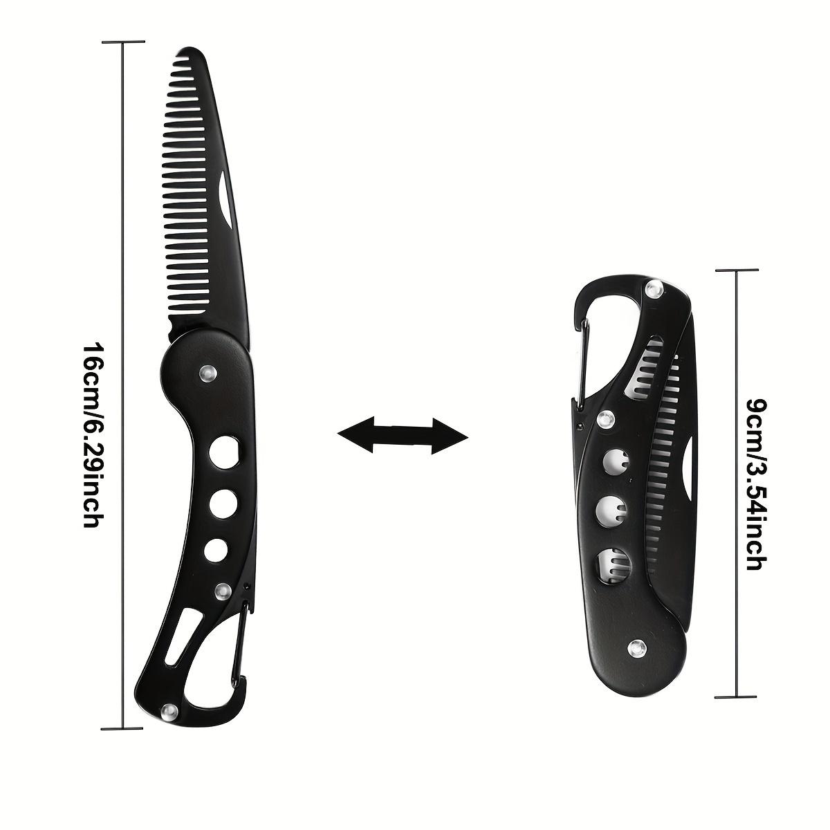 

1 шт. складная расческа из нержавеющей стали для мужчин, расчески для укладки бороды, антистатическая портативная расческа для усов, многофункциональные парикмахерские инструменты чёрный