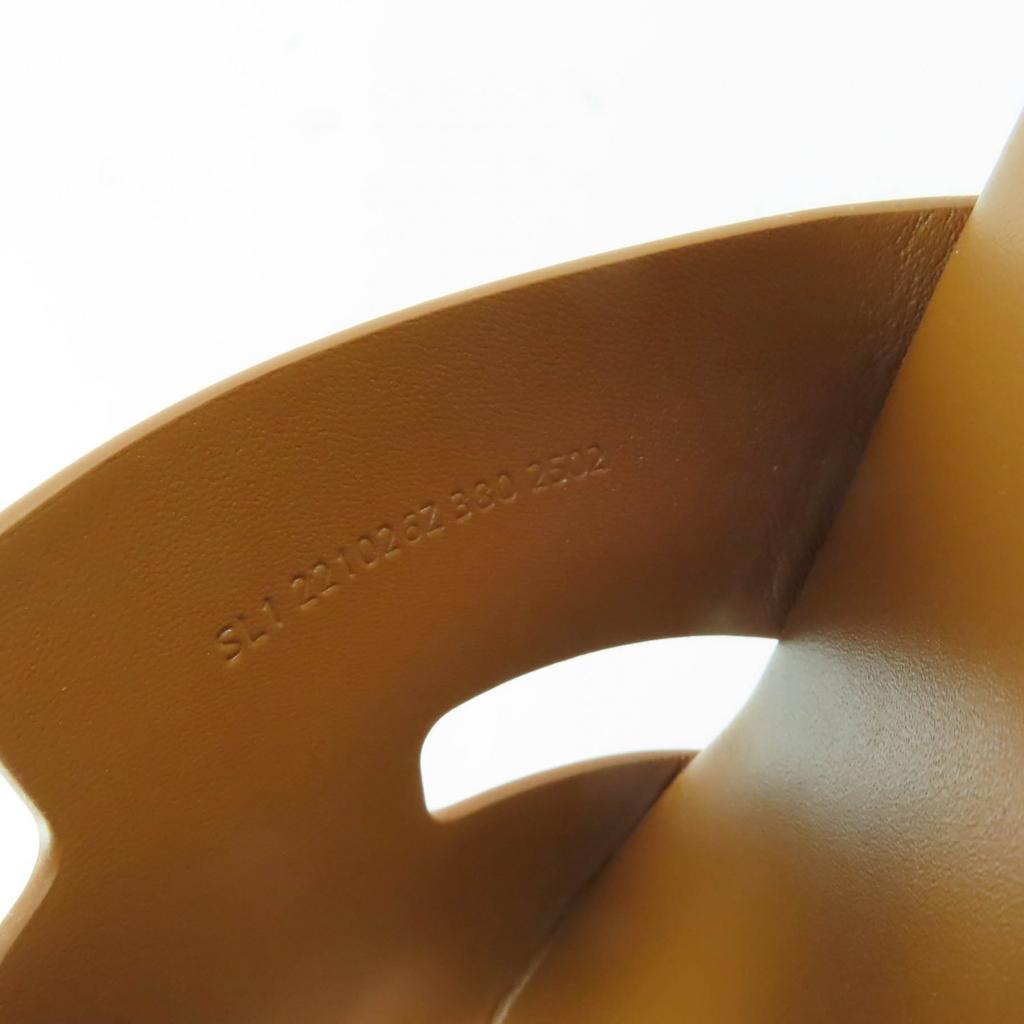 Makellose HERMES Sandalen Eze 30 H-Logo Plateau Natur Kalbsleder Damen 38 Gebraucht