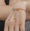 Stylish Non-Fade Round Bead Pull-Out Buckle Women’s 18K Gold-Plated Titanium Steel Jewelry Set: Tassel Necklace, Bracelet, Anklet.