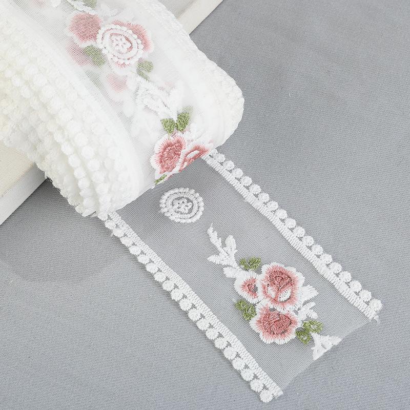 5 Yards Flower Embroidery Lace Ribbon For Bow Making Clothing Decor Sewing Fabric Craft Supplies Needlework Accessories