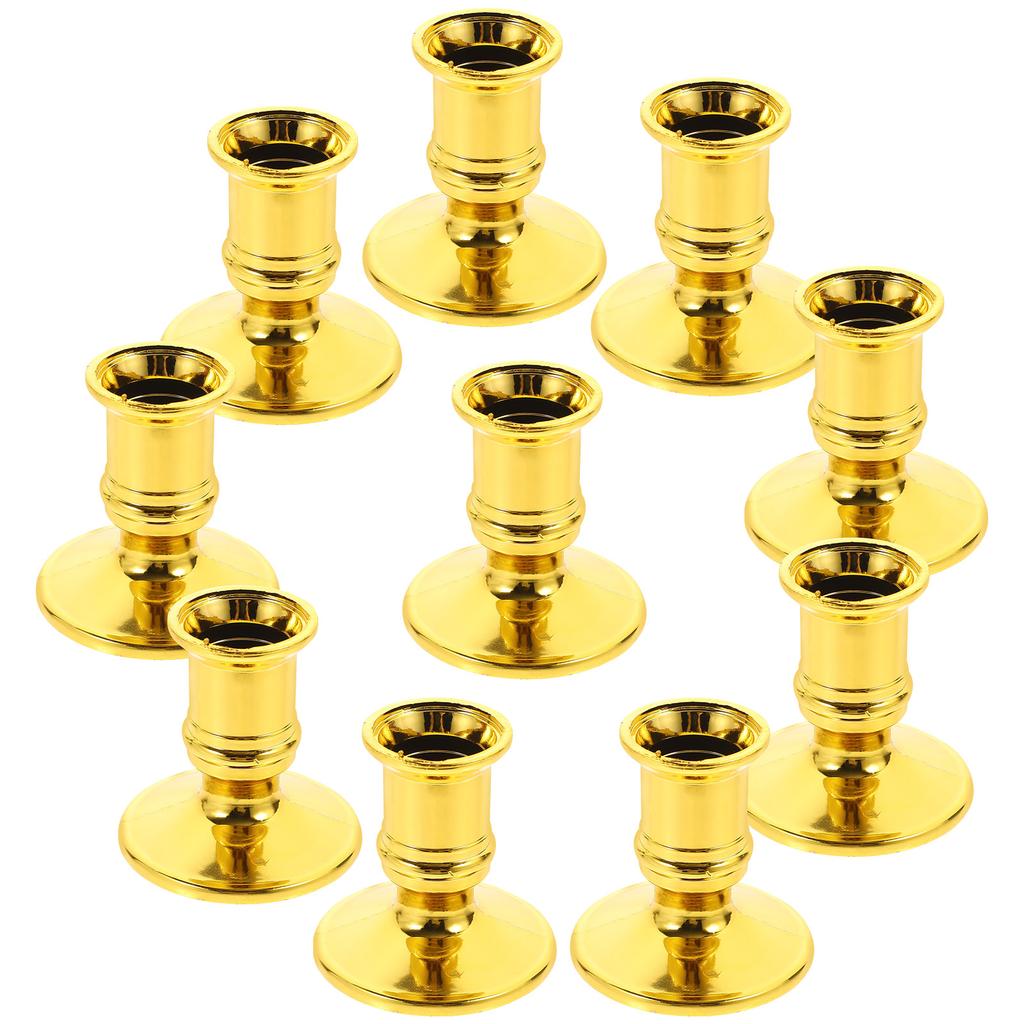 20 Pcs Golden Electronic Holders Stable Base Decorative Pillar Centerpieces Wedding Candlestick Holders Indoor Tealight