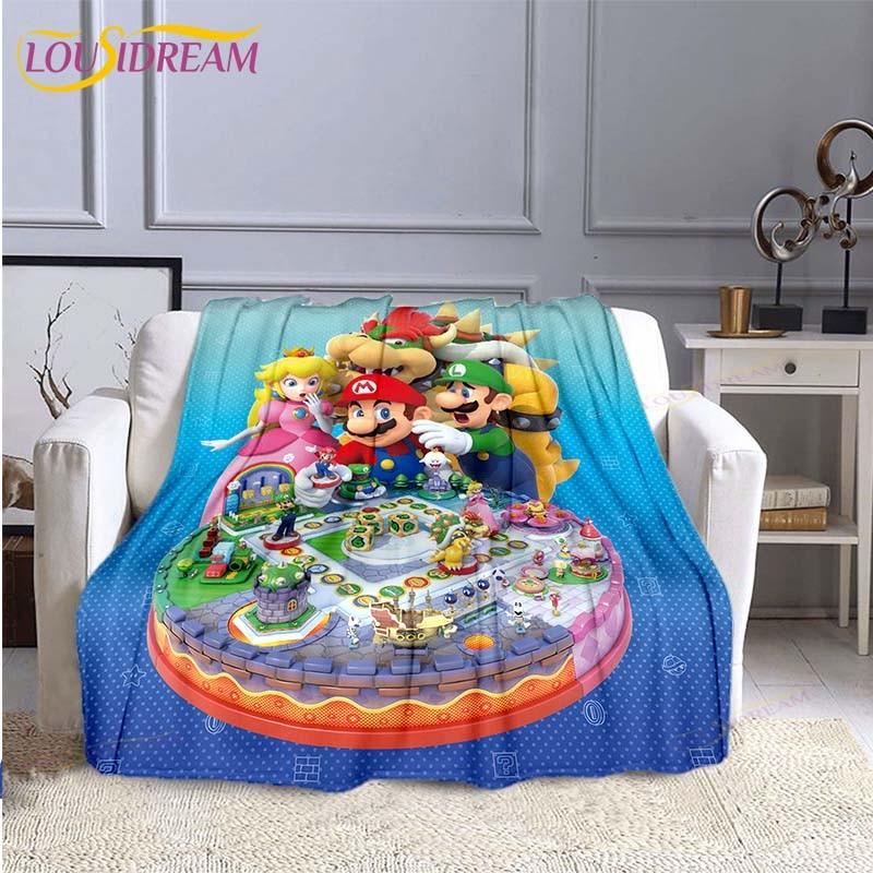 Mario Bros Fashion Blanket Anime Flannel Bed Throw Blanket Soft 3D Printed Cartoon Coverlet Sofa Travel Camping Children Blanket