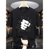 European Size 1pc Men'S Summer Casual Crew Neck T-Shirt, Knit Fabric with Slight Stretch, Regular Fit Short Sleeve Tee with Fashion Print Design