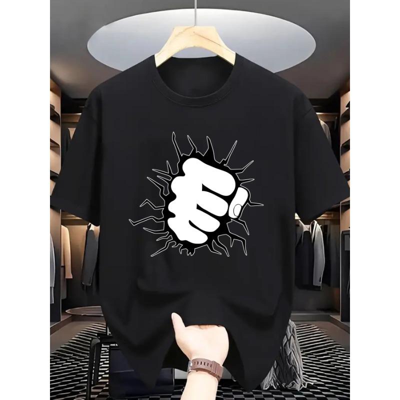 European Size 1pc Men'S Summer Casual Crew Neck T-Shirt, Knit Fabric with Slight Stretch, Regular Fit Short Sleeve Tee with Fashion Print Design