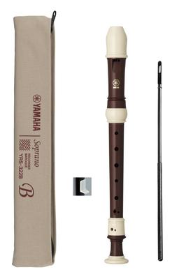 YAMAHA Soprano Recorder Baroque Style Rosewood Finish Includes Thumb Cleaning Recorder Cloth Fingering ABS Resin YRS-322B Rest, Rod, Cream,