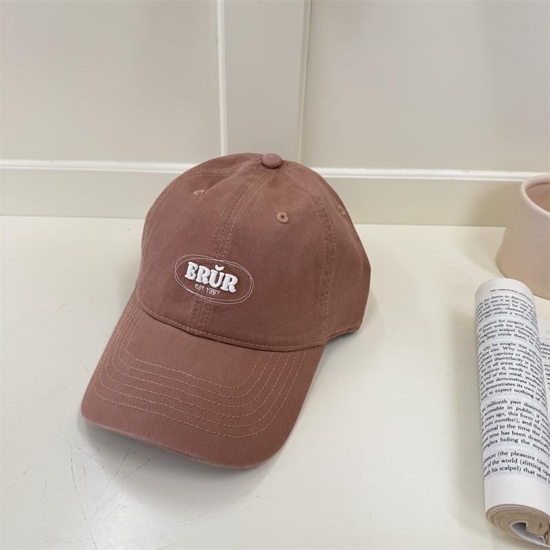 Simple small letter embroidered baseball cap women washed soft top wide brim big face versatile cap men