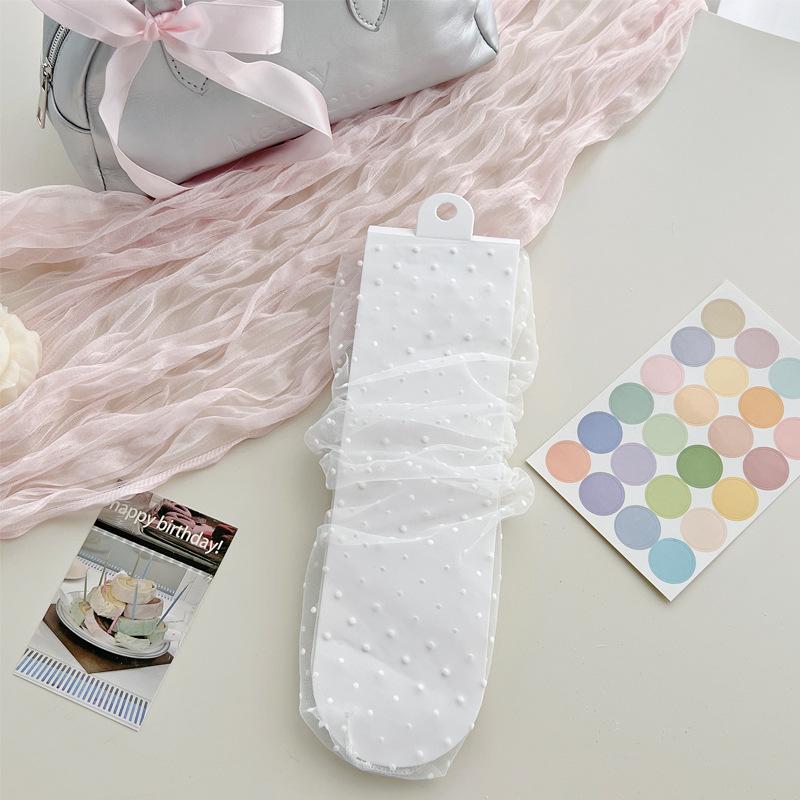 See Through Transparent Women Socks Colorful Star Summer Ultra-thin Nylon Loose Long Socks Women Sweet Girls Mesh Lace Socks Sox