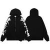 Streetwear Spider Web Star Letter Zip-Up Hoodie Sweatshirt Pants Set Men Women Long Sleeve Casual Outfit