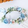 Blue Flower Hair Wreath Headband Crown Garland with Adjustable Ribbon Festivals Wedding Party Headpiece for Women Girl