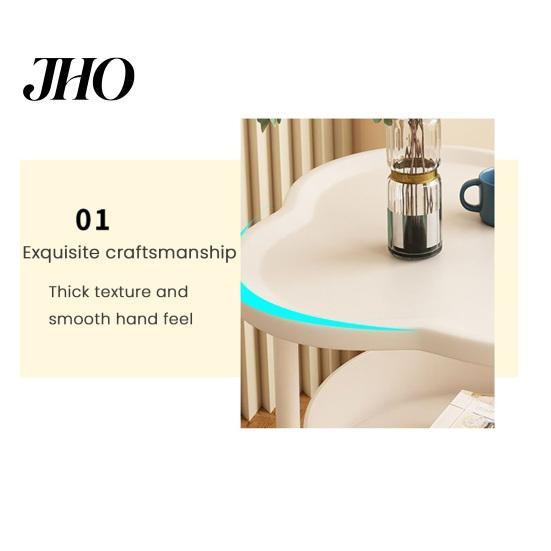 2-Tier Coffee Table Flower Shaped Side with Open Storage Shelf Multifunctional Sofa Nightstands Living Room Bedroom Office Couch Bedside Decorative