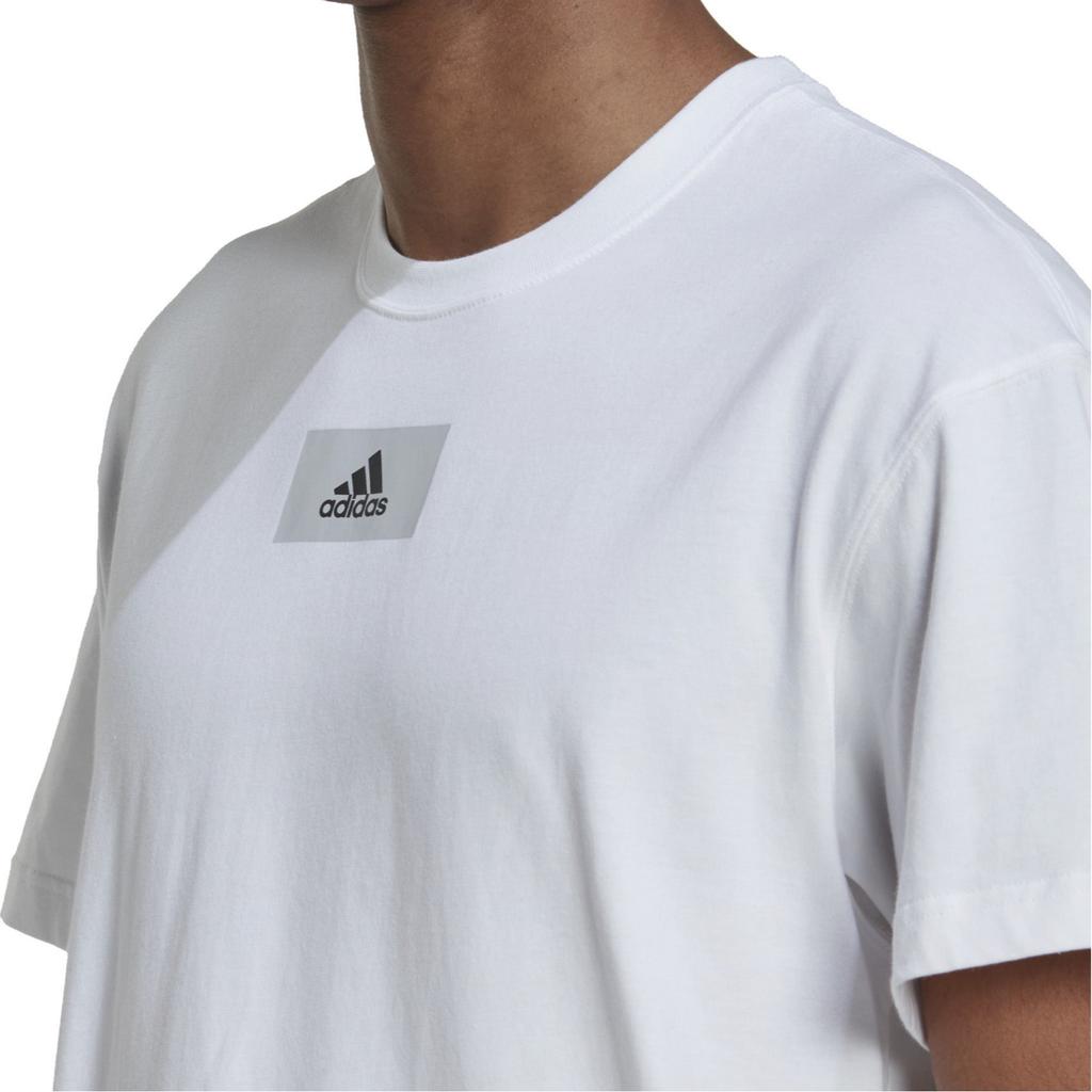 Adidas T Shirts Men's White Crew Neck Moderate Straight Fit HN0977