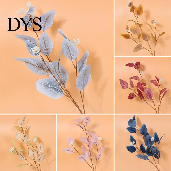 Artificial Greenery Decor Eucalyptus Leaf Branch 3 Fork Realistic Reusable Faux Green Centerpiece Plants Home Table Wedding Decoration Photo Props