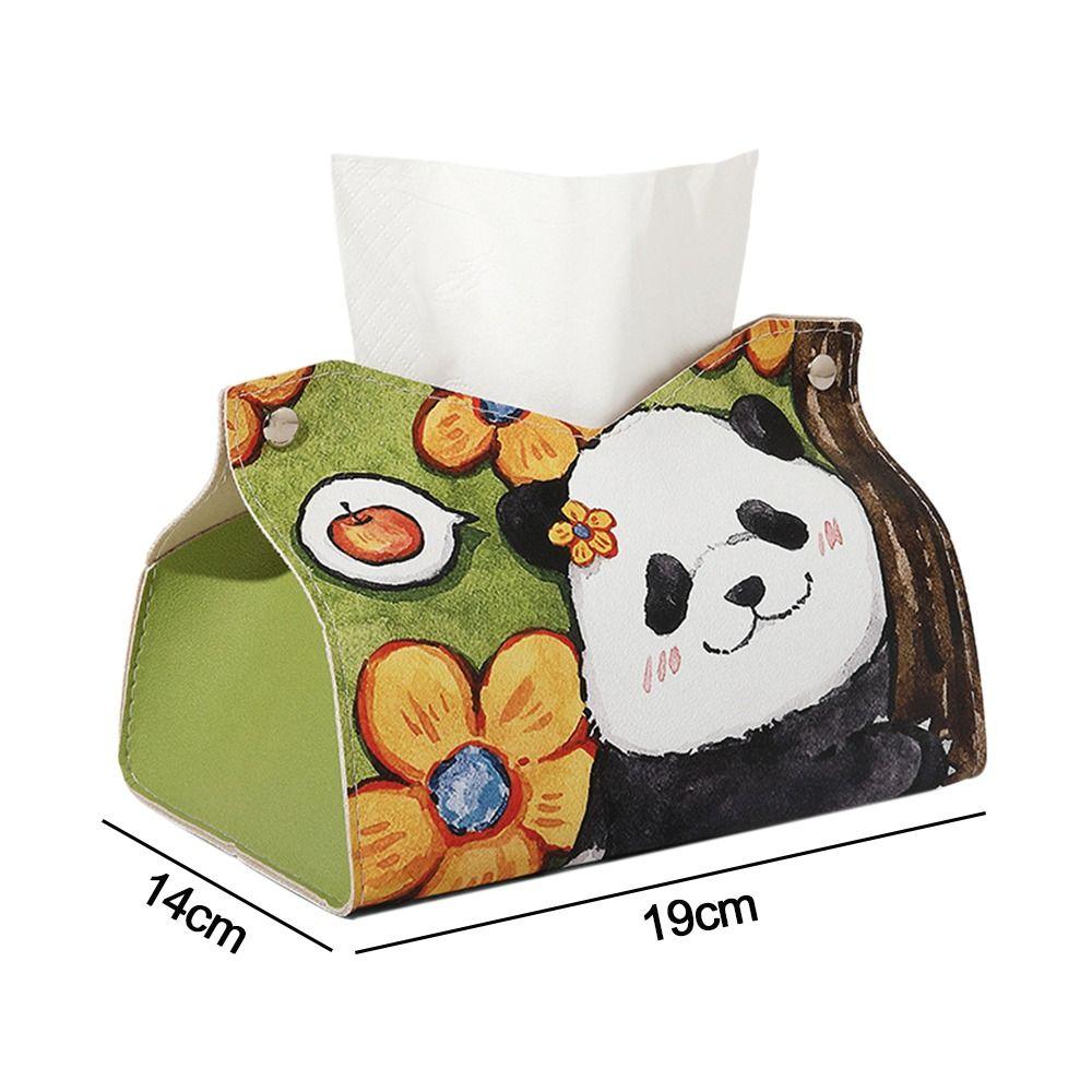 Panda Car Tissue Box Desktop Table Napkin Holder Case Storage Box Desktop PU Leather Tissue Container Bathroom Home Decortion