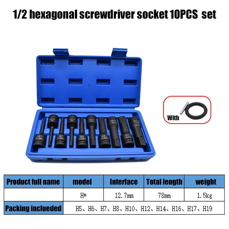 8/10 Sätze Sechskanthülsen in der Sechskanthülse für 1/2 Windgewehre/stachelige Wunden/gebogene Scharniere, manueller Schraubenschlüssel/elektrischer Schraubenschlüssel