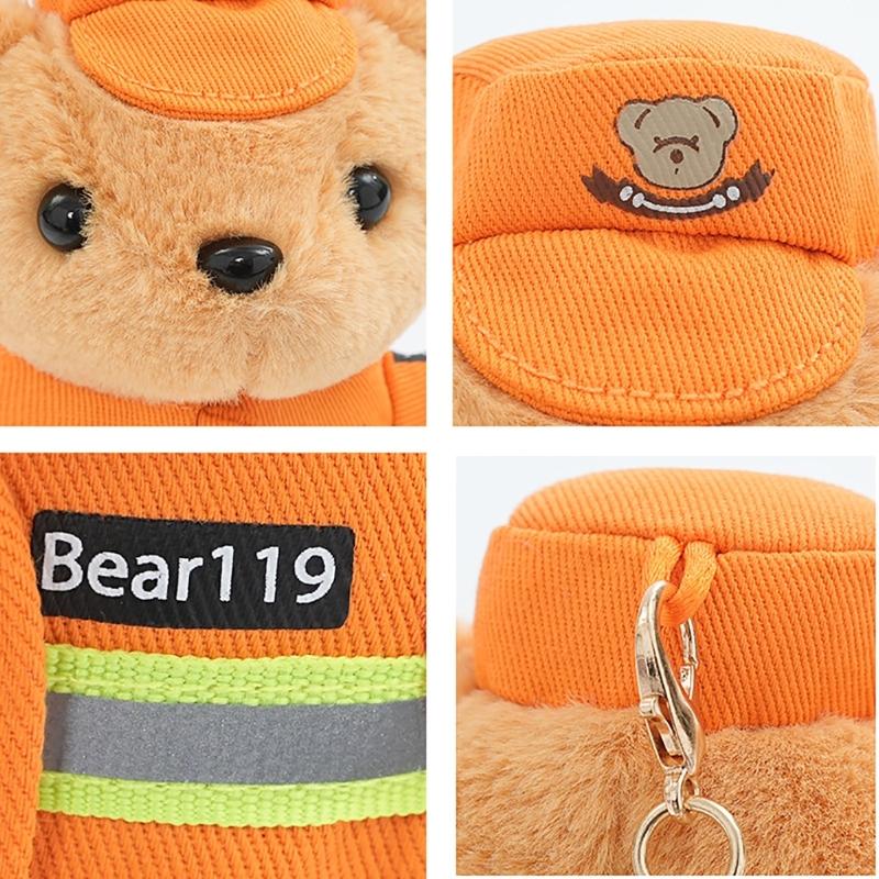 Cute Polices Bear Keychain Charm Unique Polices Bear Key Chain Soft Plush Keyrings Bag Decoration for Everyday Use