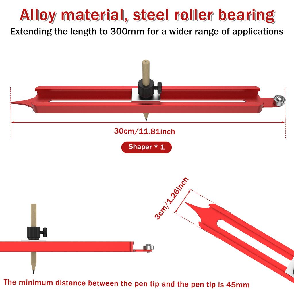 Profile Scribing Ruler Precise Contour Scribe Tool with Adjustable Pencil Holder Alloy Profile Duplicator for Tiles Woodworking