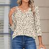 Damenoberteile mit 3/4-Ärmeln V-Ausschnitt Hemd Lässige Bluse Basic T-Shirts