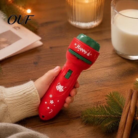 Handheld LED Projector Lamp Kids Christmas Flashlight with 24/32 Patterns, Cartoon Projection Torch, Santa Claus Pattern Light Educational Films, Boys