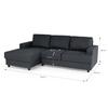 Paul 4-seater Left Corner Sofa - Anthracite Grey Fabric - L 215 X D 140 Cm - Made In Ukraine