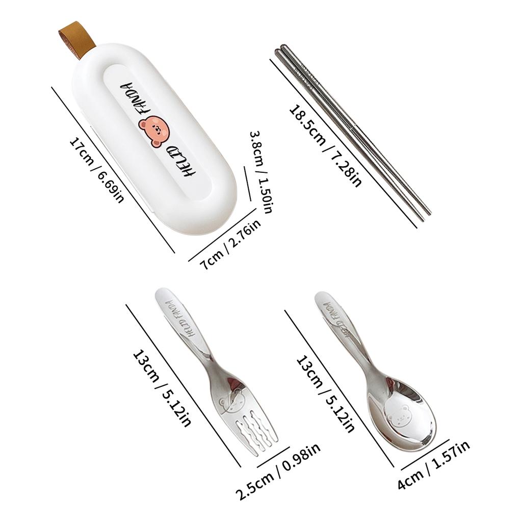 Portable Tableware Set 316 Stainless Steel Kid Spoon Fork Removable Chopsticks With Storage Box Outdoor Camping Cutlery