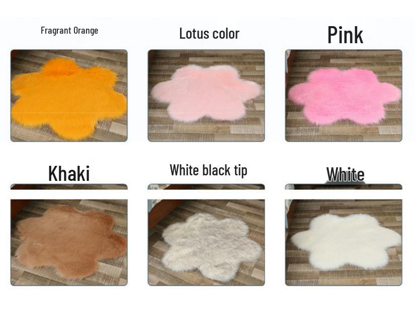 Dlouhosrstý plyšový koberec se švestkovými květy pro obývací pokoj, konferenční stolek nebo pohovku.