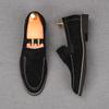 New Men's Pointed Slip On Suede Leather Business Flats Shoes Male Designer Penny Loafers Homecoming Wedding Dress Footwear