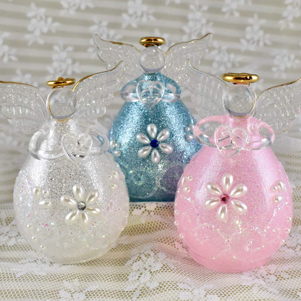 Four Cart Cute Handmade Glass Champagne Angel Bells (Set of 6)