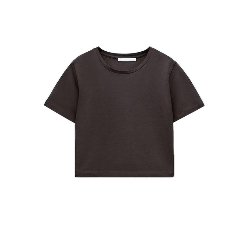 Spring New Fashion Sweet and Spicy All-Matching Slim Fit Slimming round Neck T-shirt Shory Style Pure Color T-shirt 2335259