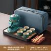 Premium retro coarse pottery semi-automatic tea set Qingshan lazy household teapot light luxury gifts enterprise custom printing