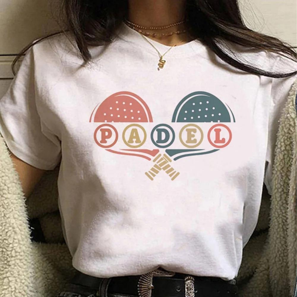 Padel Streetwear Y2k Bílá Móda Dámská Trička Harajuku Vtipné Oblečení Krátký Rukáv Letní Trička Ležérní Dámské Topy O-výstřih
