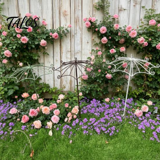 Natural Growth Support for Green Plants Vintage Umbrella Garden Trellis, Metal Climbing Plant Support, Shape Trellis Vines Roses Clematis, Patio